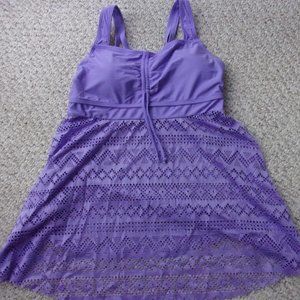 Women 2pcs Swimsuit Set Solid Color Crochet Lace Cutout Sleeveless Push-up Tops